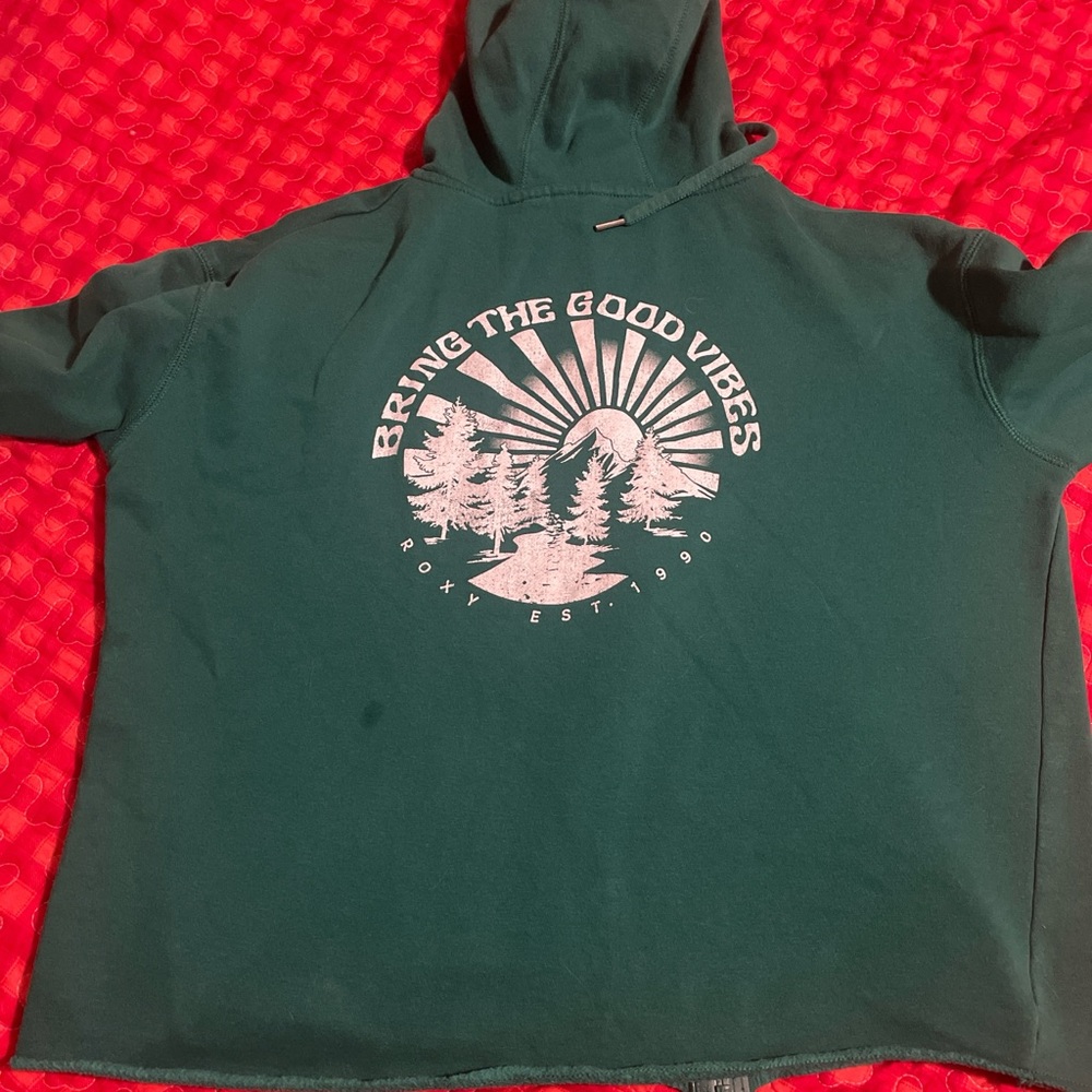 Roxy Forest Green Hoodie with White Graphic